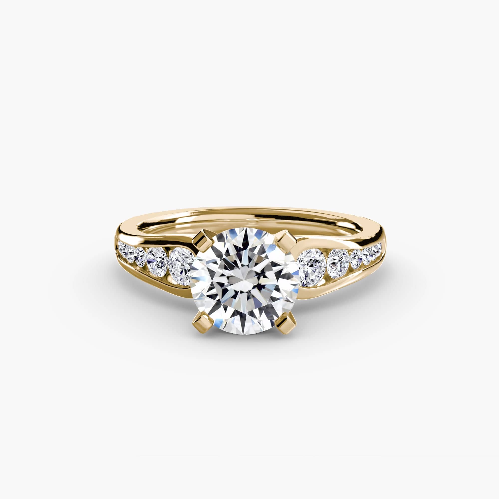 BW James Jewelers setting 9K Yellow Gold / Round Solitaire with Pavé 2