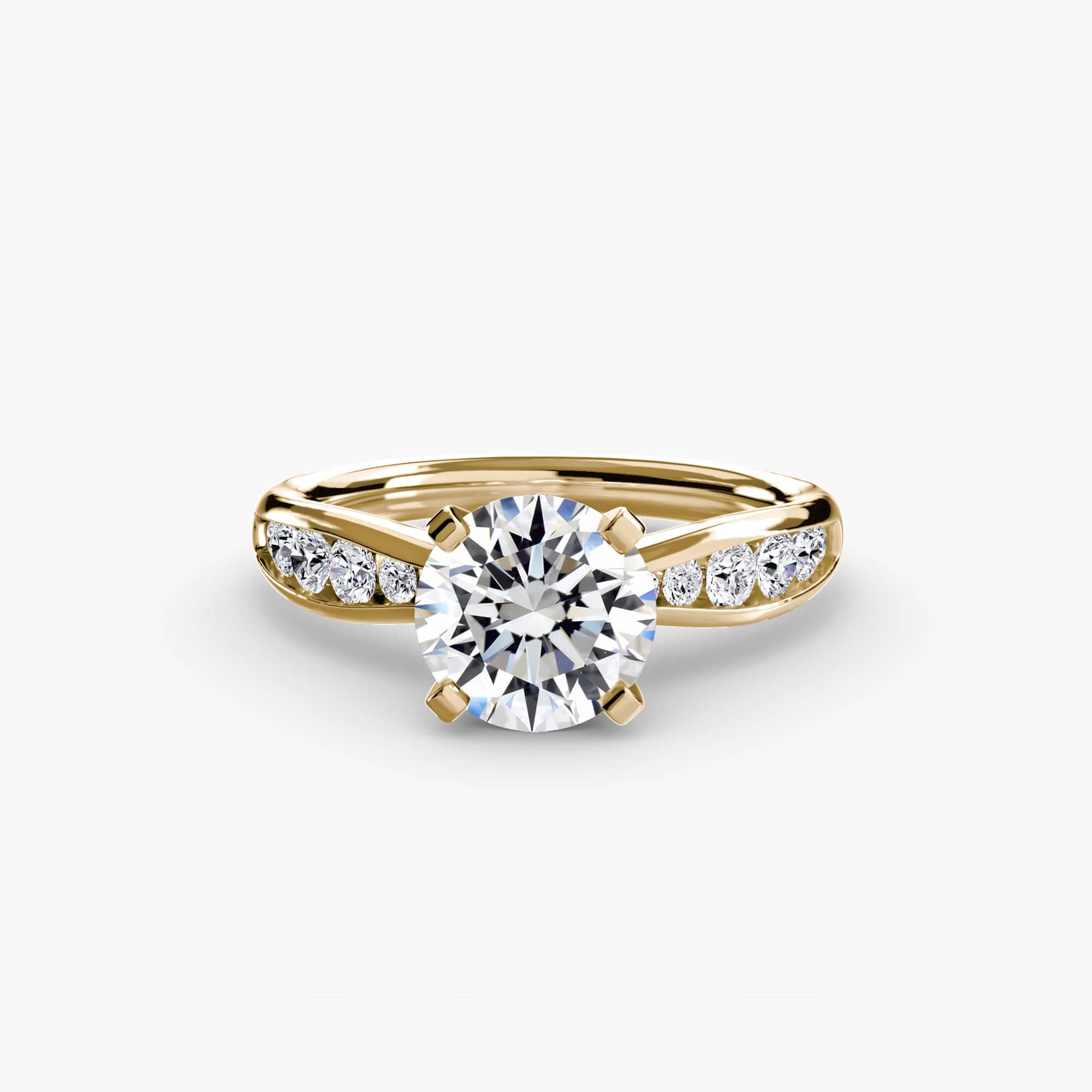 BW James Jewelers setting 9K Yellow Gold / Round Solitaire with Pavé 3
