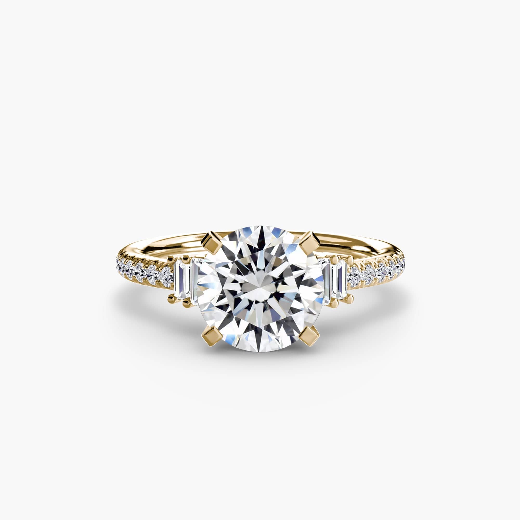 BW James Jewelers setting 9K Yellow Gold / Round Solitaire with Pavé 4