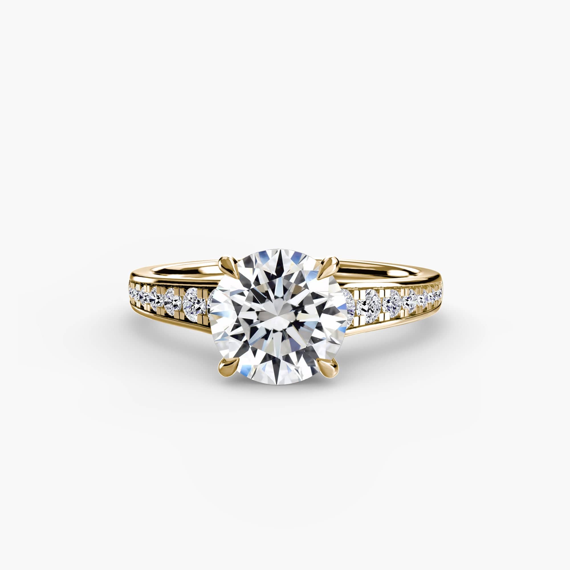 BW James Jewelers setting 9K Yellow Gold / Round Solitaire with Pavé 7