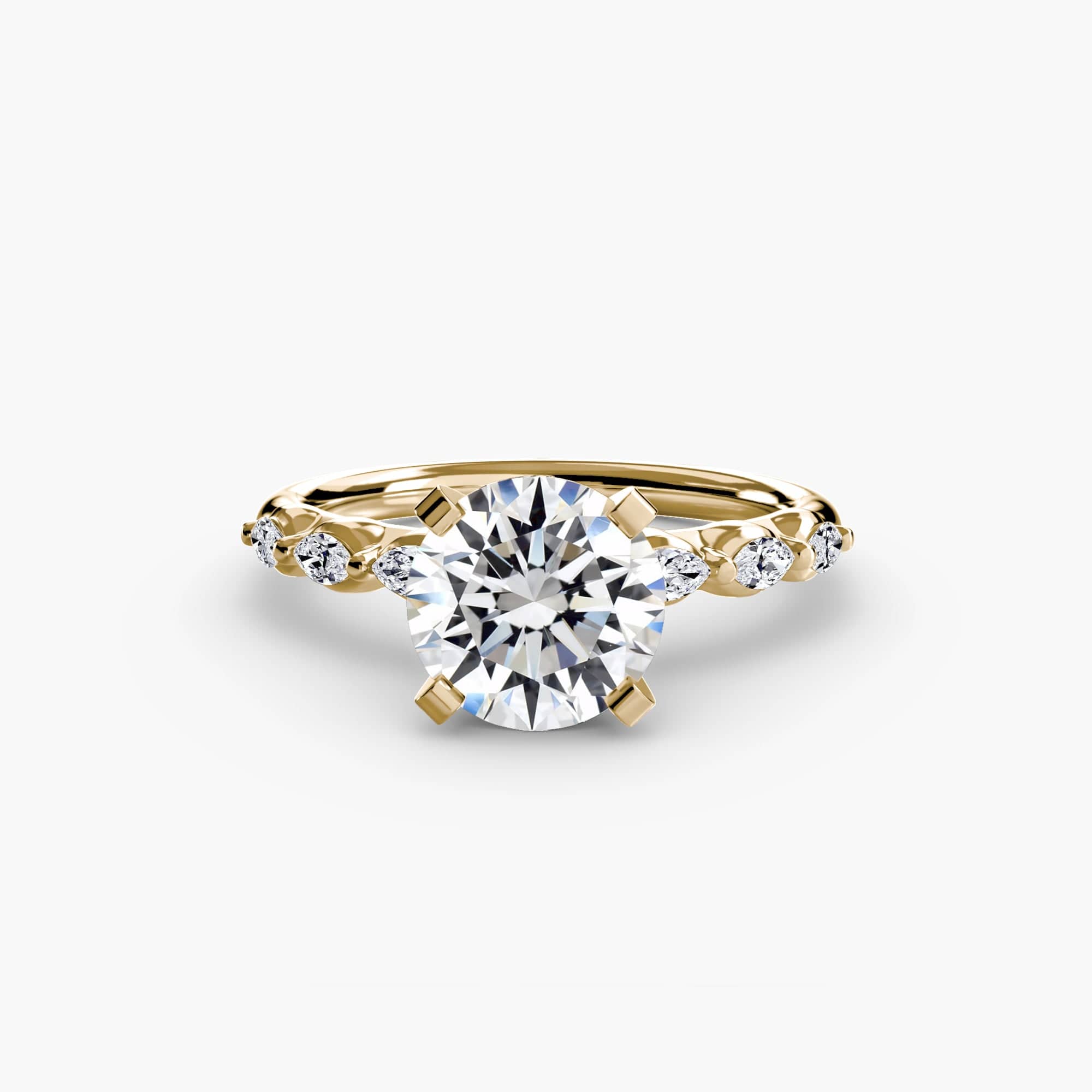 BW James Jewelers setting 9K Yellow Gold / Round The Floral Accent Solitaire
