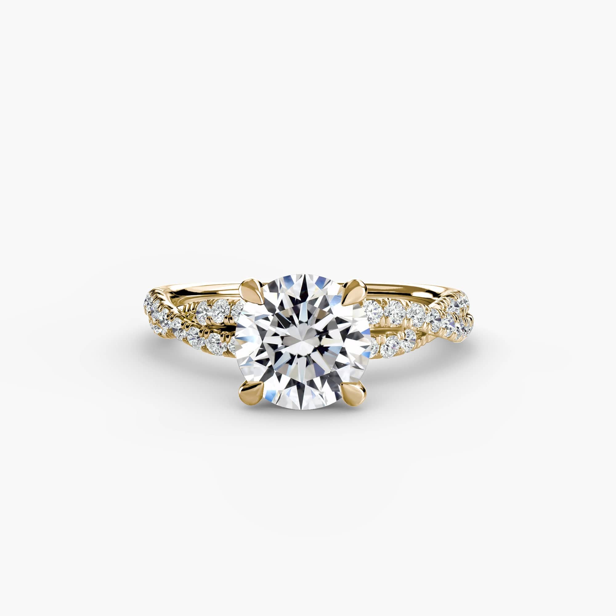 BW James Jewelers setting 9K Yellow Gold / Round The Twisted Pavé Solitaire