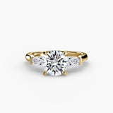 BW James Jewelers setting 9K Yellow Gold / Round Three-Stone Ring (Baguette Side Stones)