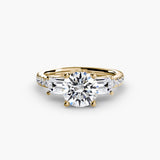 BW James Jewelers setting 9K Yellow Gold / Round Three-Stone Ring with Pavé Band 4