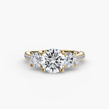 BW James Jewelers setting 9K Yellow Gold / Round Three-Stone with Pavé Band