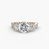 BW James Jewelers setting 9K Yellow Gold / Round Three-Stone with Pavé Band 2