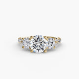 BW James Jewelers setting 9K Yellow Gold / Round Three-Stone with Pavé Band 3