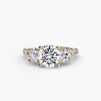 BW James Jewelers setting 9K Yellow Gold / Round Three-Stone with Pavé Band 3