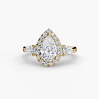 BW James Jewelers setting Three-Stone Ring with Halo