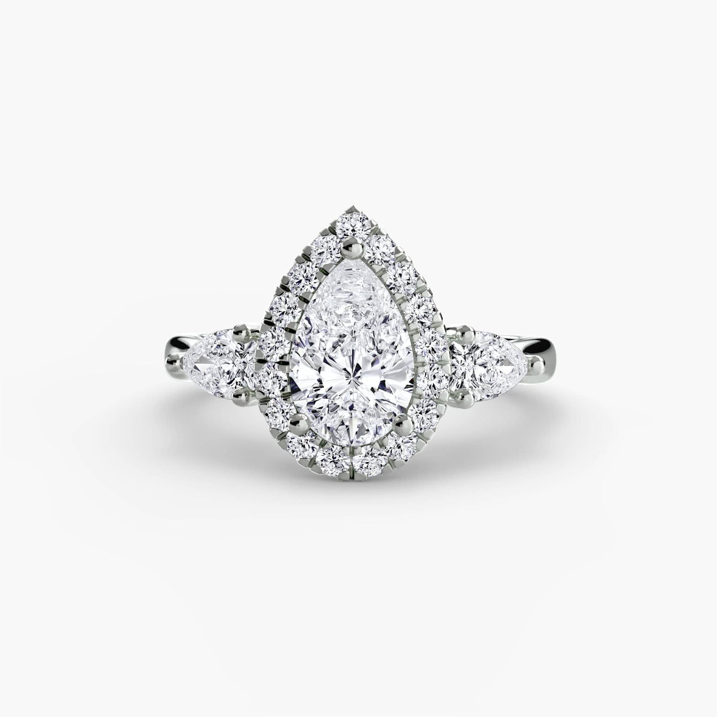 BW James Jewelers setting Three-Stone Ring with Halo