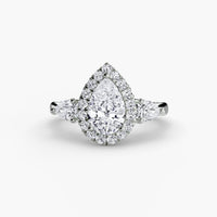 BW James Jewelers setting Three-Stone Ring with Halo