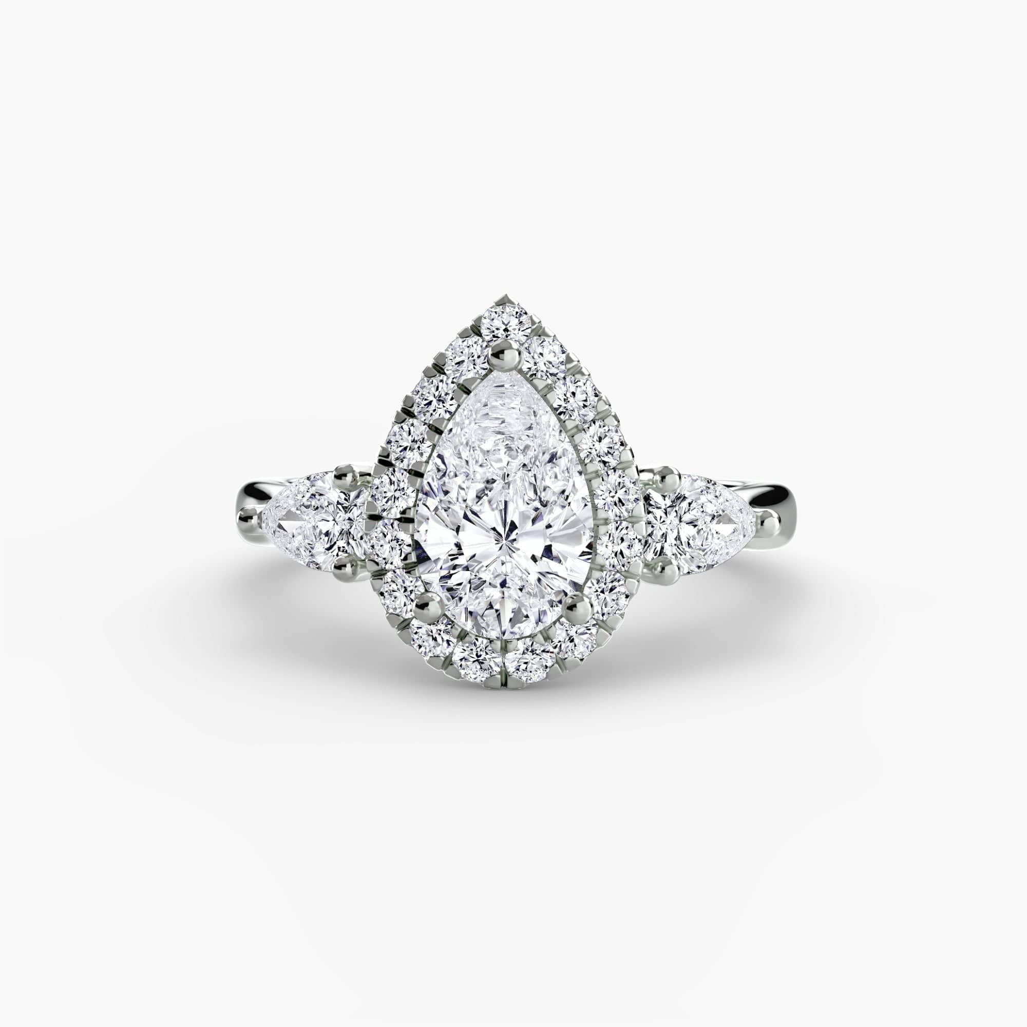BW James Jewelers setting Three-Stone Ring with Halo