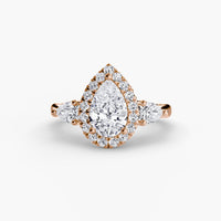 BW James Jewelers setting Three-Stone Ring with Halo