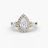 BW James Jewelers setting Three-Stone Ring with Halo