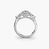 BW James Jewelers setting Three-Stone Ring with Halo