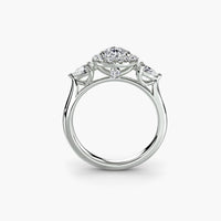 BW James Jewelers setting Three-Stone Ring with Halo