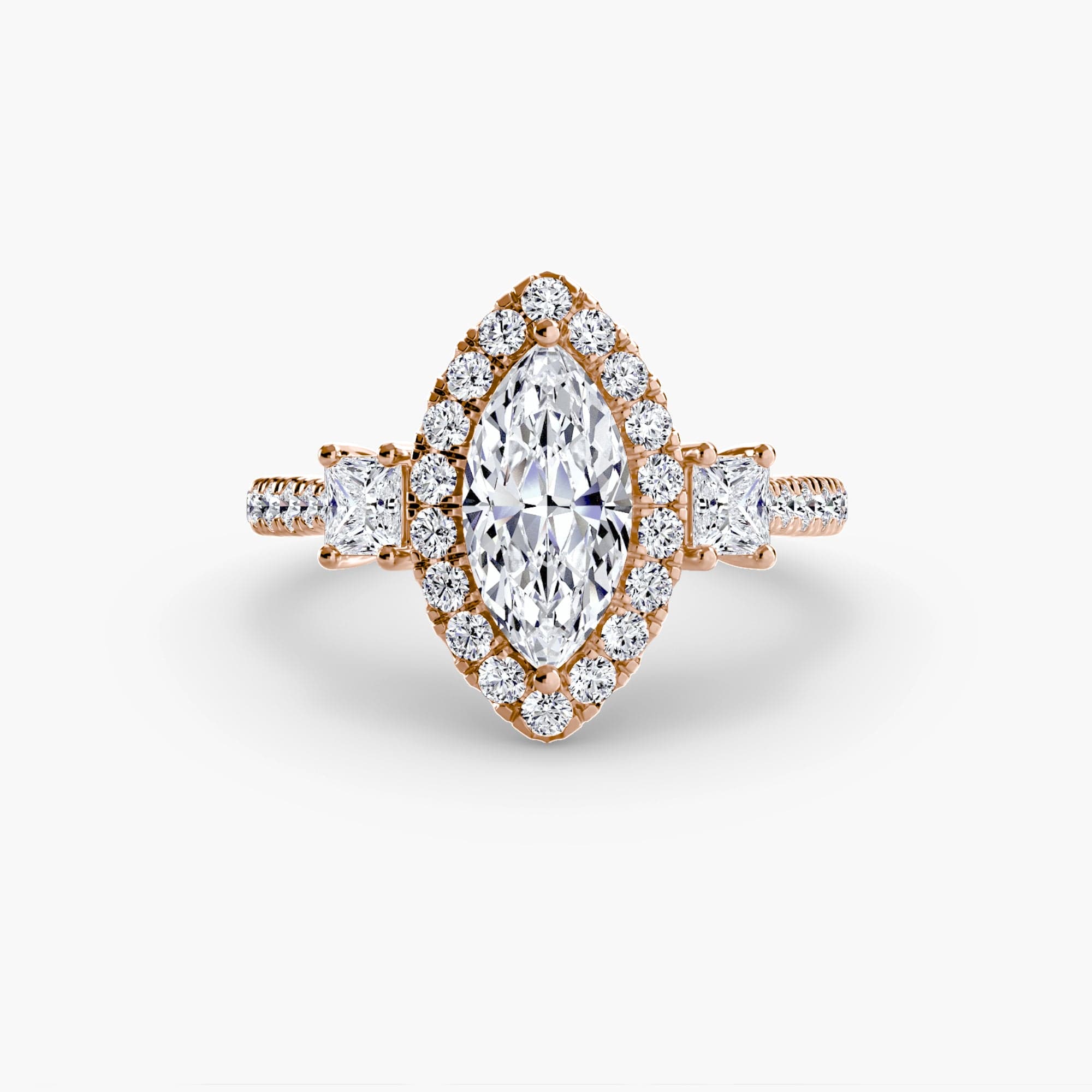 BW James Jewelers setting Three-Stone Ring with Halo 2