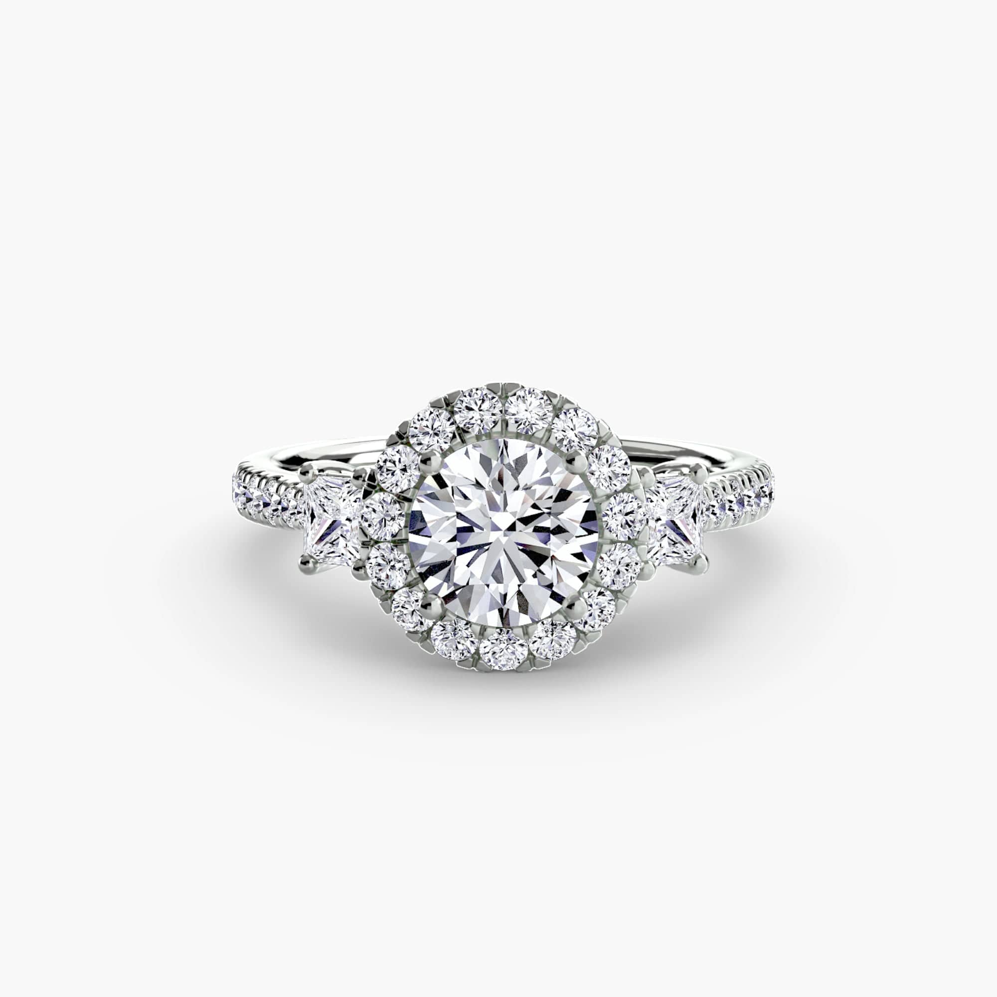 BW James Jewelers setting Three-Stone Ring with Halo 2