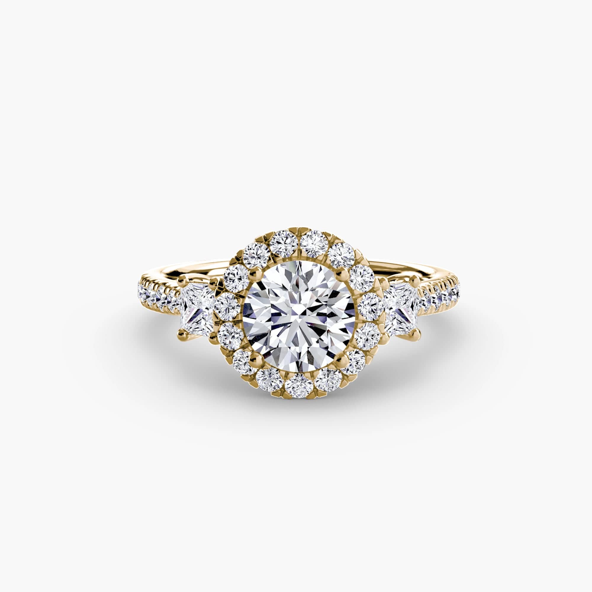 BW James Jewelers setting Three-Stone Ring with Halo 2