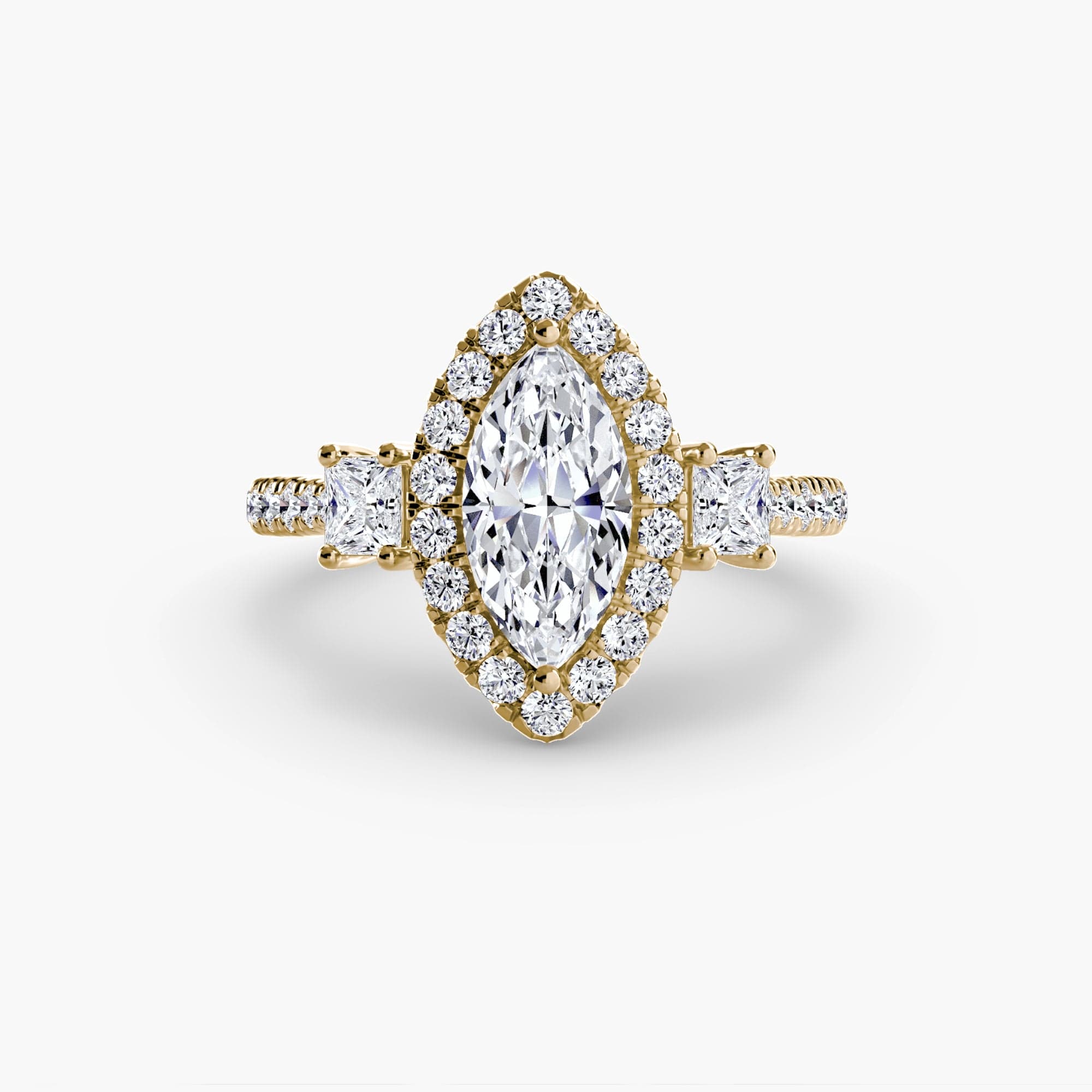 BW James Jewelers setting Three-Stone Ring with Halo 2