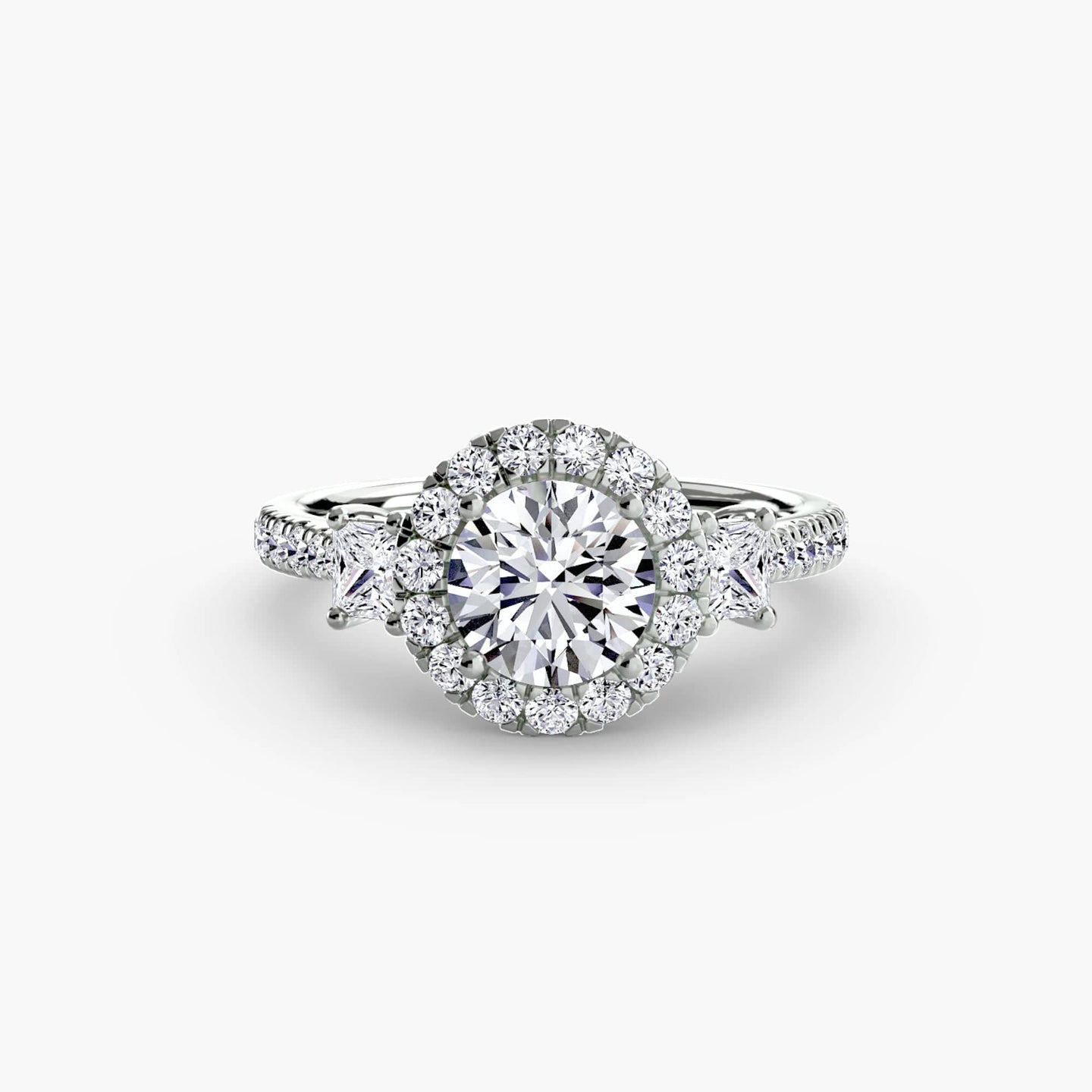 BW James Jewelers setting Three-Stone Ring with Halo 2
