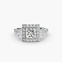 BW James Jewelers setting Three-Stone Ring with Halo 2