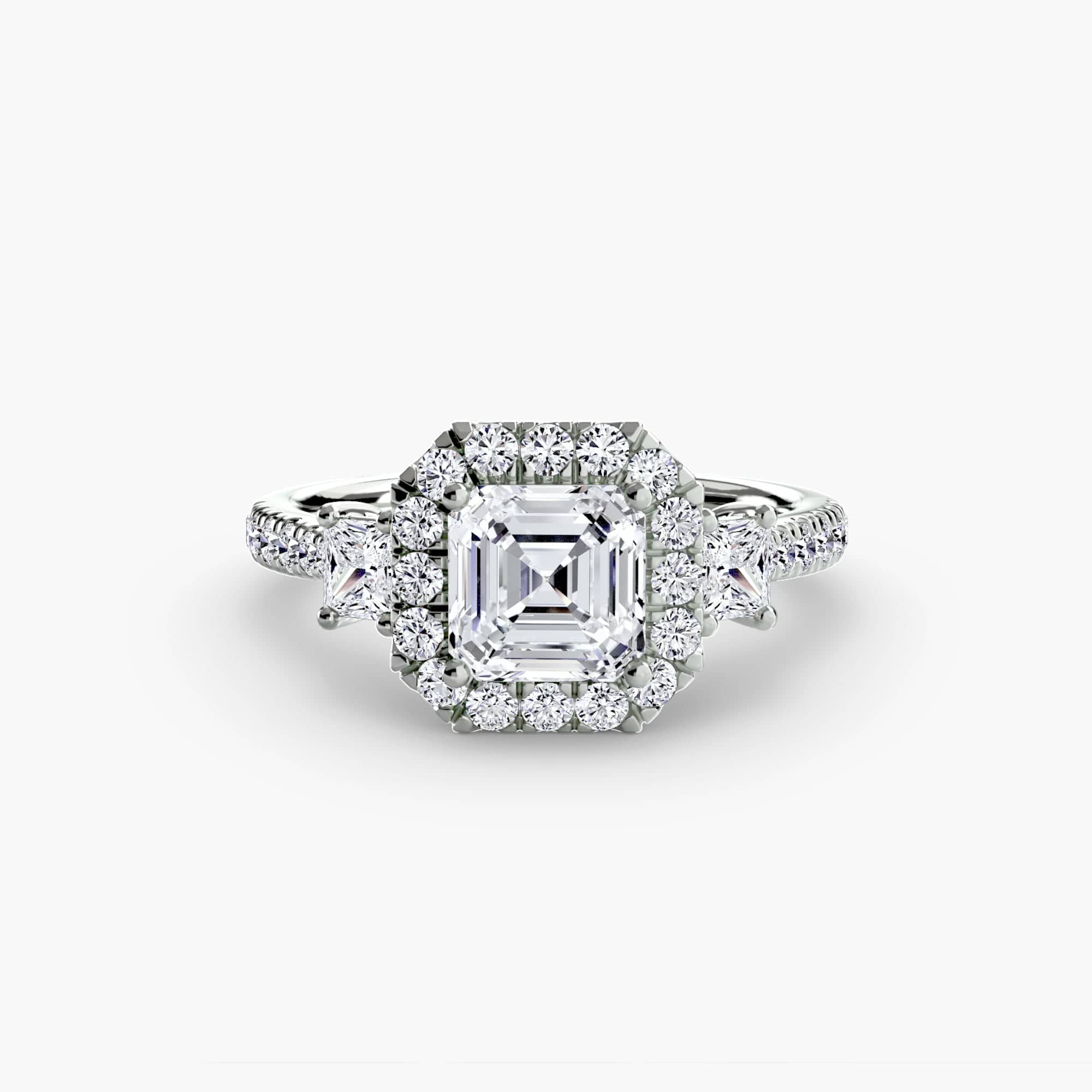 BW James Jewelers setting Three-Stone Ring with Halo 2