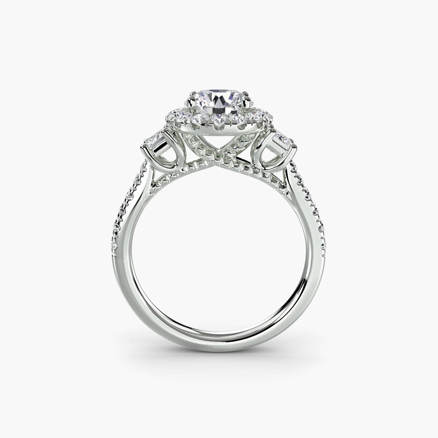 BW James Jewelers setting Three-Stone Ring with Halo 2