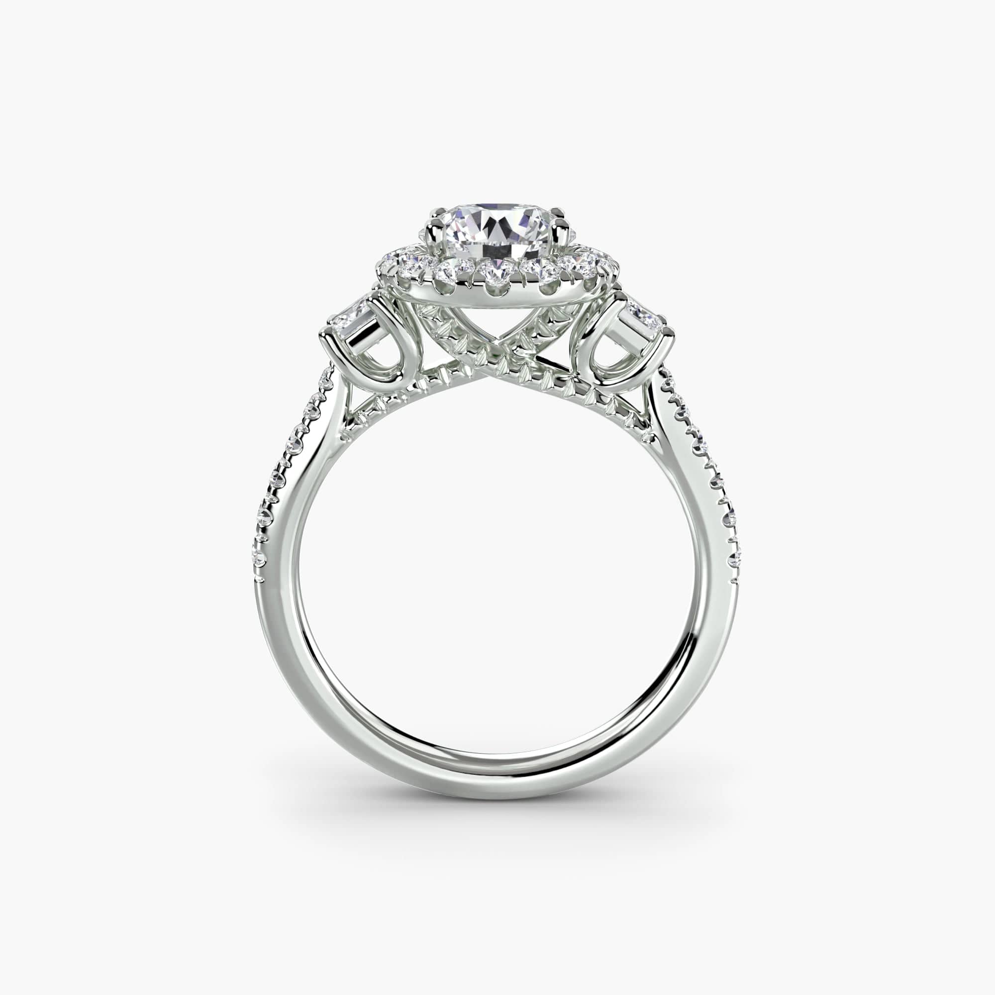 BW James Jewelers setting Three-Stone Ring with Halo 2