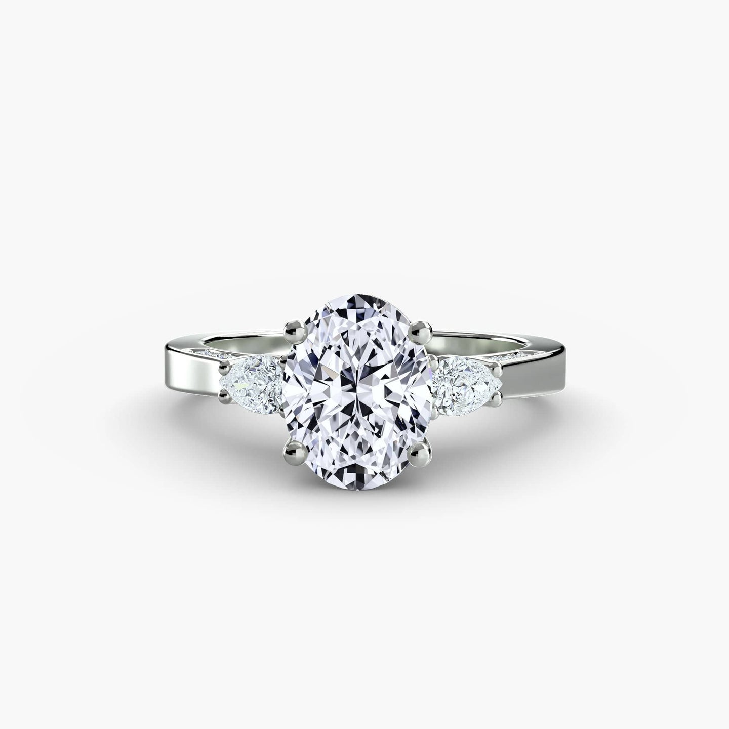 BW James Jewelers setting Three Stone with Pavé Shoulders