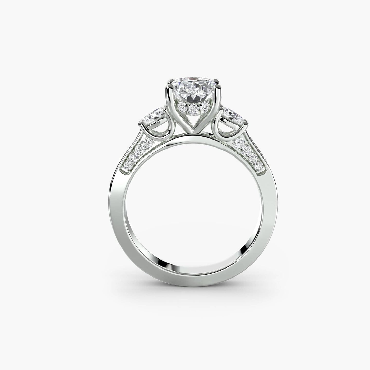 BW James Jewelers setting Three Stone with Pavé Shoulders