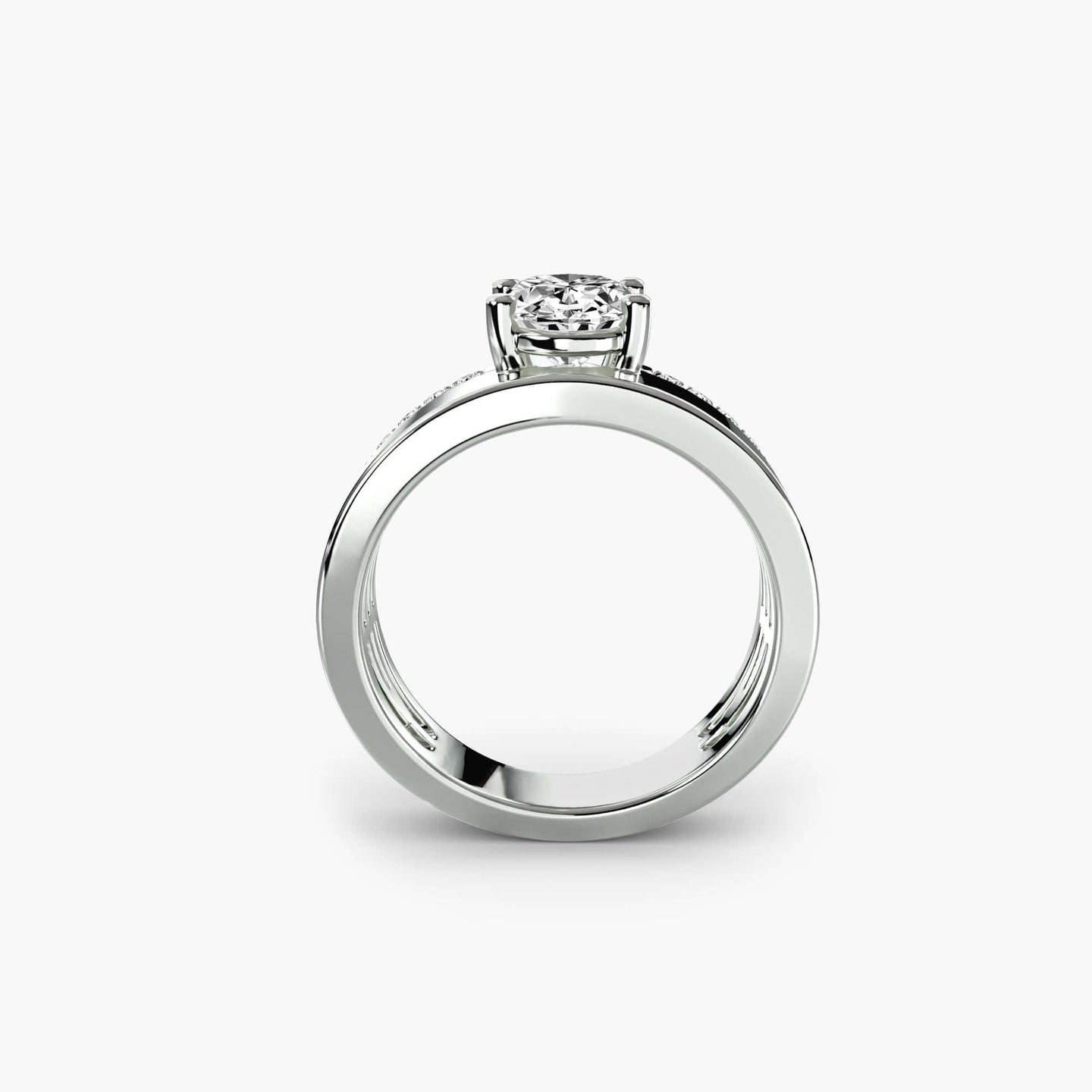BW James Jewelers setting Wide Band Solitaire with Pavé Band