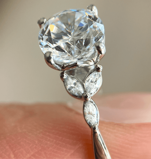 Floral Tapered Marquise Signature Collection Ring - Lab Diamond Engagement Rings