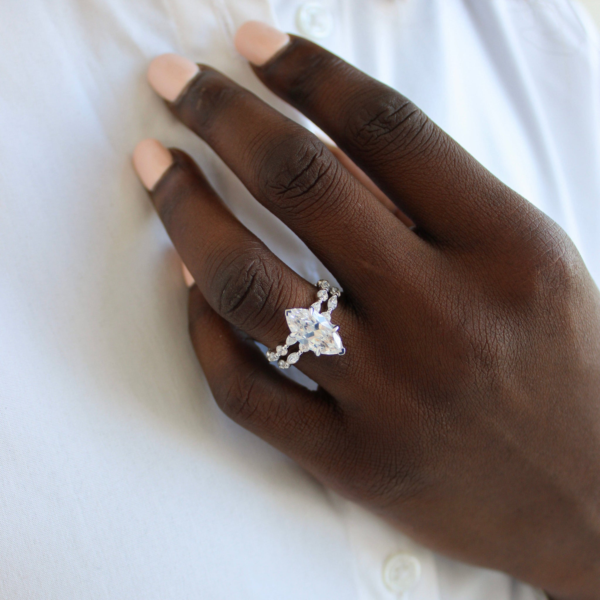 Signature Spaced Double Round & Marquise Diamond Band