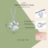BW James Jewelers SILVER COLOR BAMOER Genuine 925 Sterling Silver Cute Animal Footprints Dog Cat Footprints Paw Necklaces Pendants Women Silver Jewelry SCN275