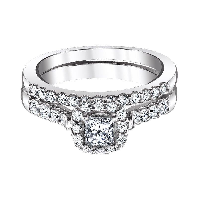 Love Story Engagement Ring Love Story Princess Halo Diamond Bridal Set
