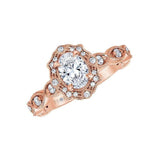 Love Story Engagement Ring Love Story Rose Gold Vintage Halo Diamond Engagement Ring
