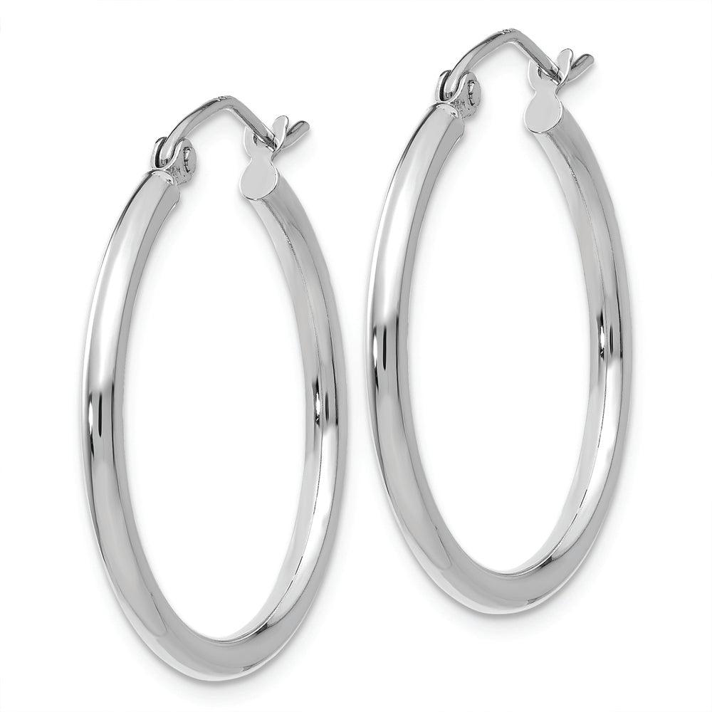 Quality Gold Earrings 10K White Gold Polished 2mm Tube Hoop Earrings