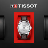 Tissot watches Tissot Gentleman Powermatic 80 Silicium Swiss Made Brown Leather Band Watch