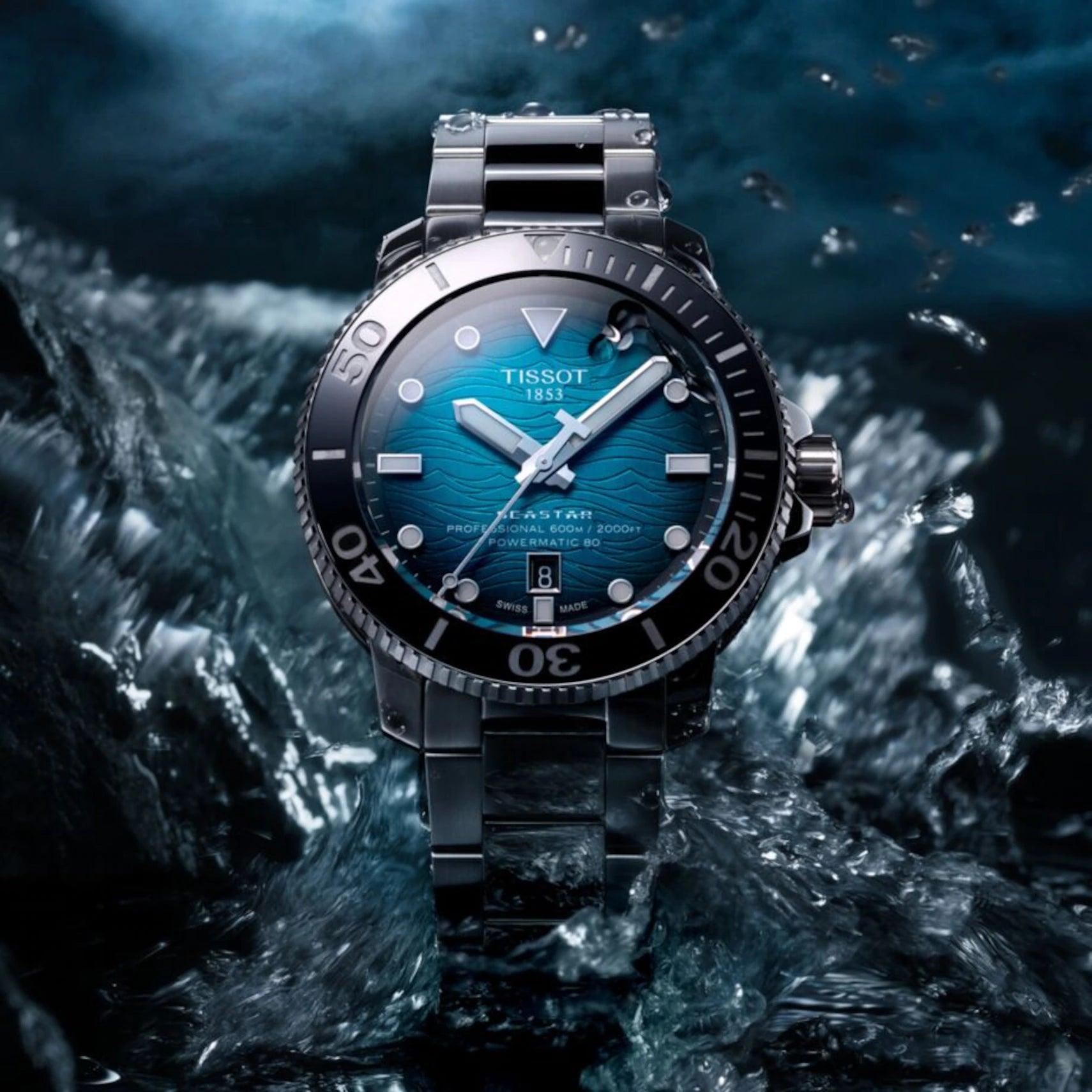 Tissot Seastar 2000 Professional Powermatic 80 Swiss Made Dive Watch Black With Ocean Blue