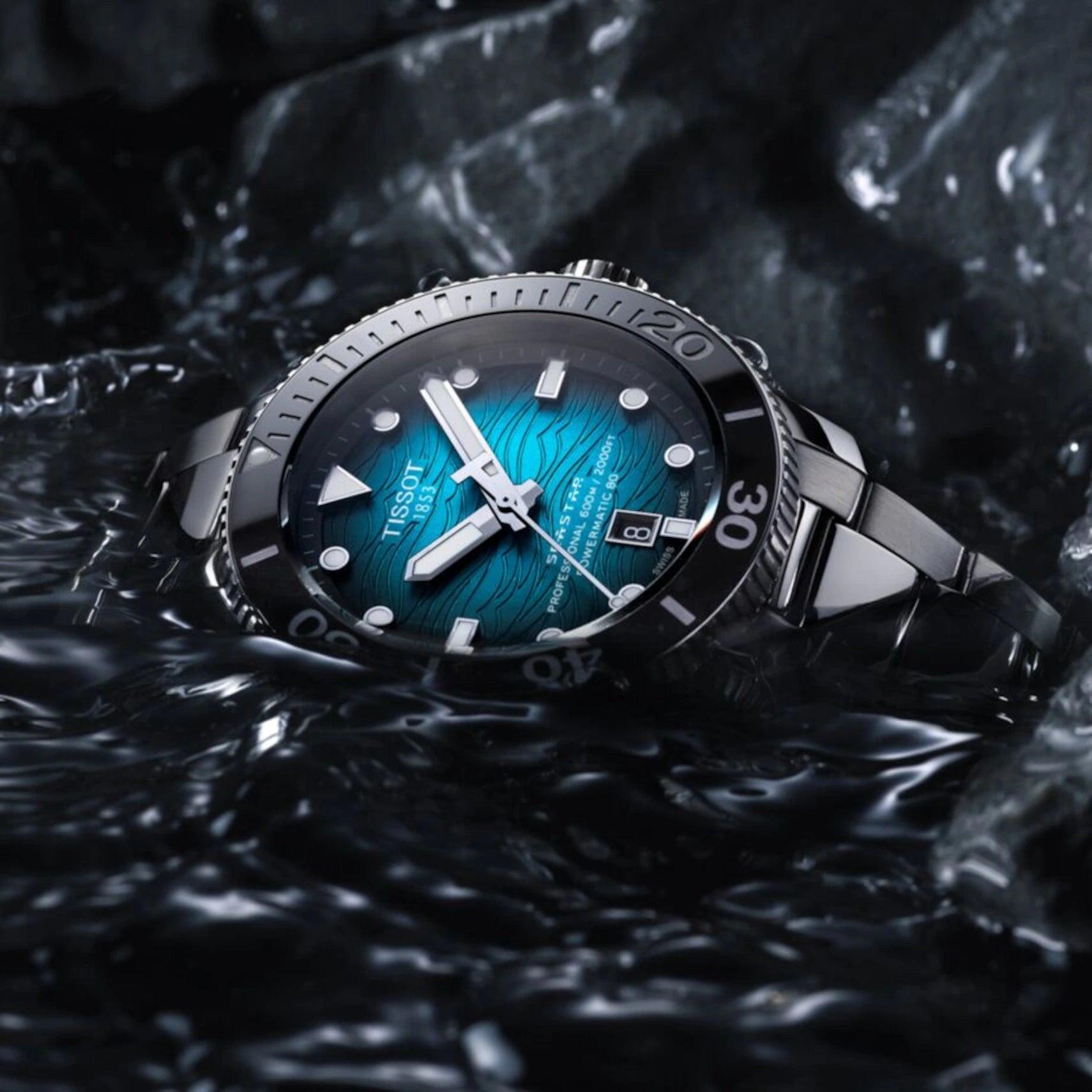 Tissot watches Tissot Seastar 2000 Professional Powermatic 80 Swiss Made Dive Watch Black With Ocean Blue