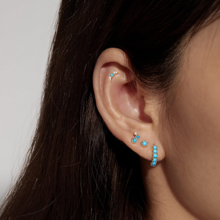 AMIRA | Turquoise & White Sapphire Waterfall Single Earring Studs AURELIE GI 