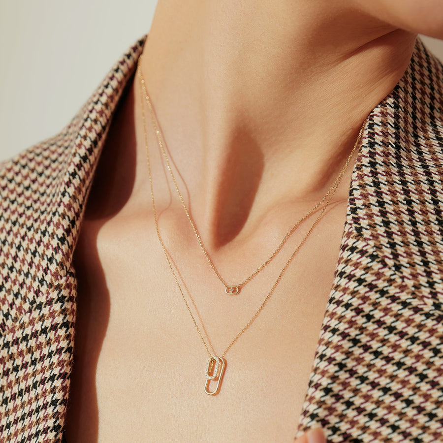 ISLA | Floating Diamond Paper Clip Halo Necklace Necklaces AURELIE GI 
