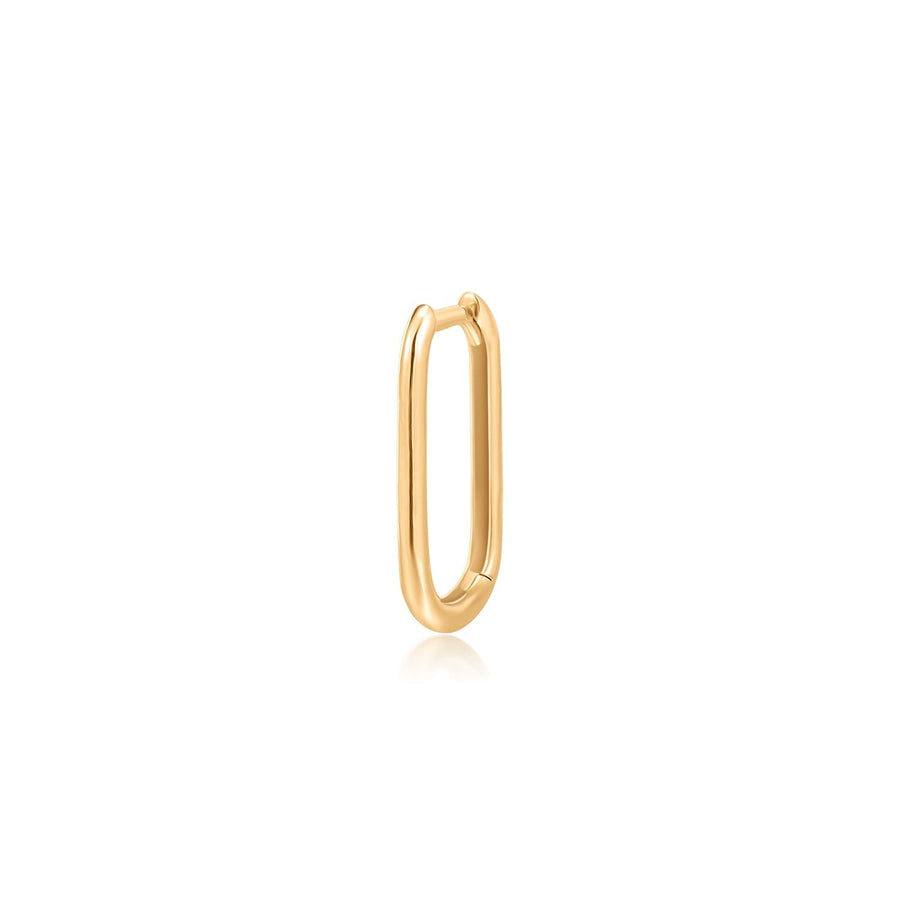 IMOGEN | Single Paper Clip Oblong Huggie Hoop Hoops & Huggies AURELIE GI Yellow Gold Single 