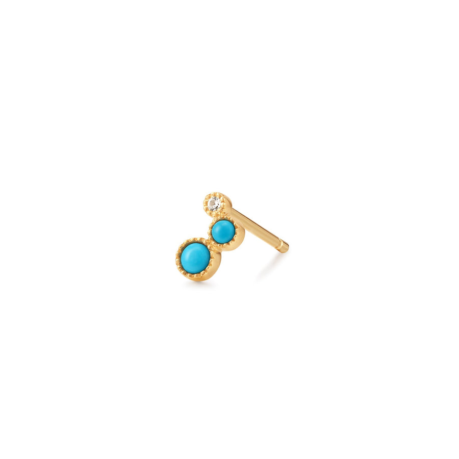AMIRA | Turquoise & White Sapphire Waterfall Single Earring Studs AURELIE GI Yellow Gold Single 