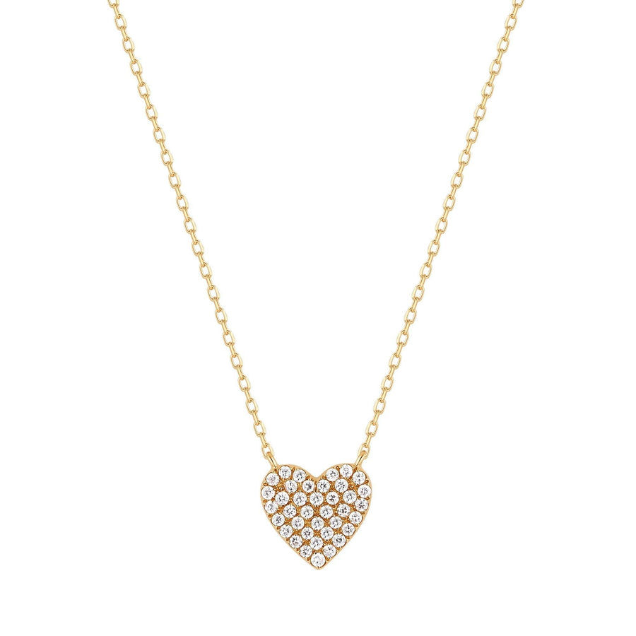 ELSIE | Diamond Pave Heart Necklace Necklaces AURELIE GI Yellow Gold 