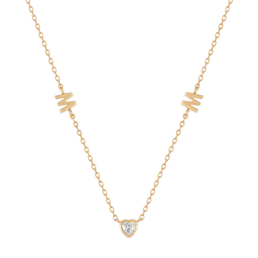 MAE | White Sapphire Mom Necklace Necklaces AURELIE GI Yellow Gold 
