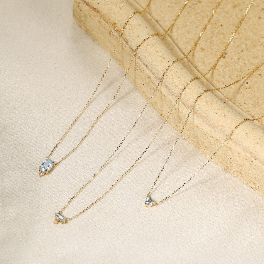 BELLA | Aquamarine and Diamond Necklace Necklaces AURELIE GI 