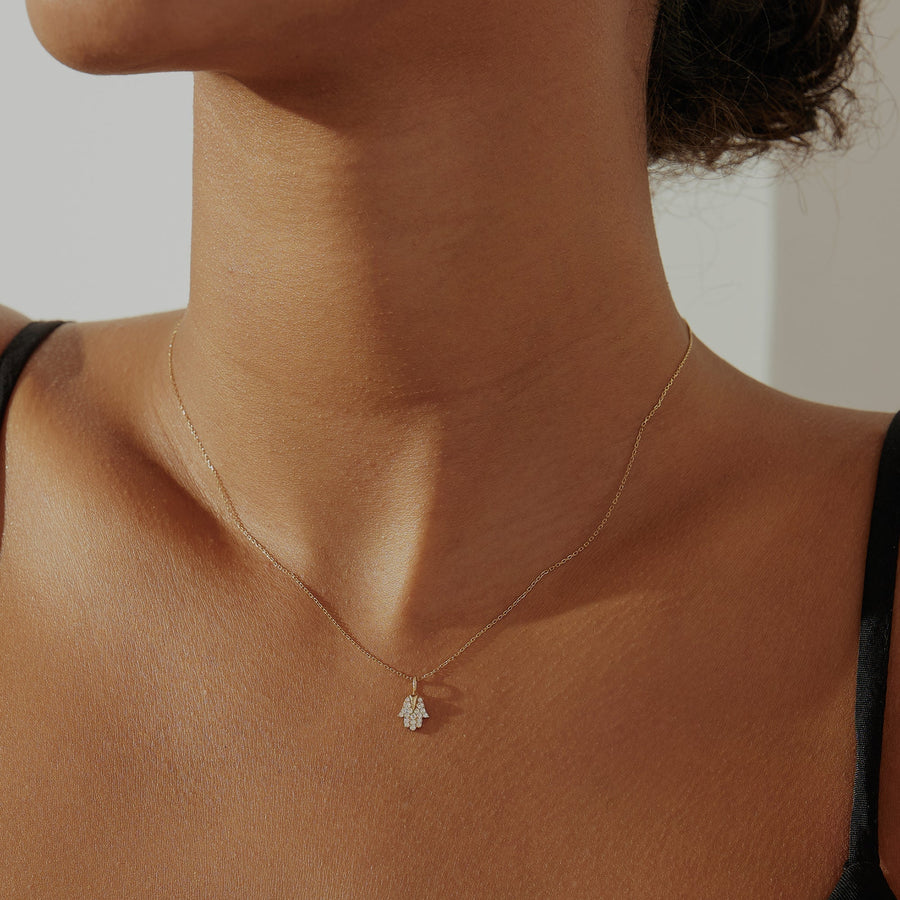 MIRIAM | Diamond Hamsa Pendant Necklace Charms AURELIE GI 