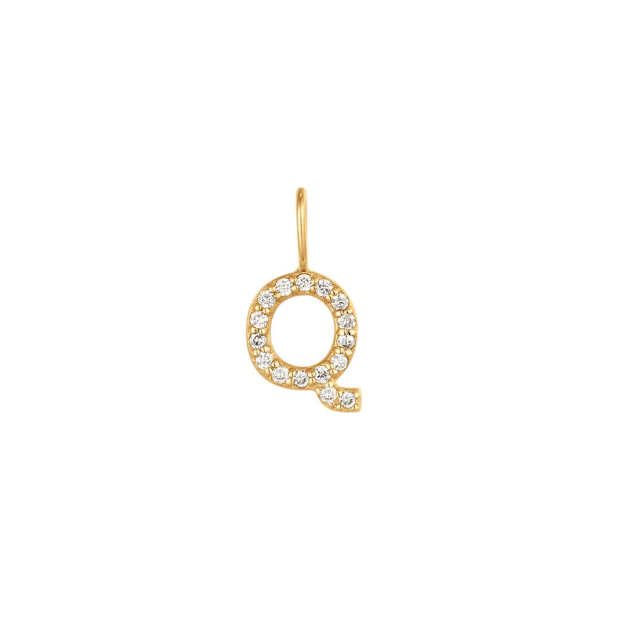 Q | Diamond Initial Charm Necklace Charms AURELIE GI Yellow Gold 